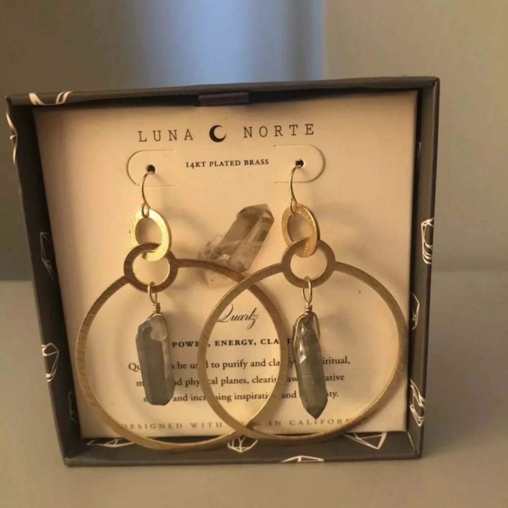 Luna Norte 14kt Plated Brass Quartz Earrings